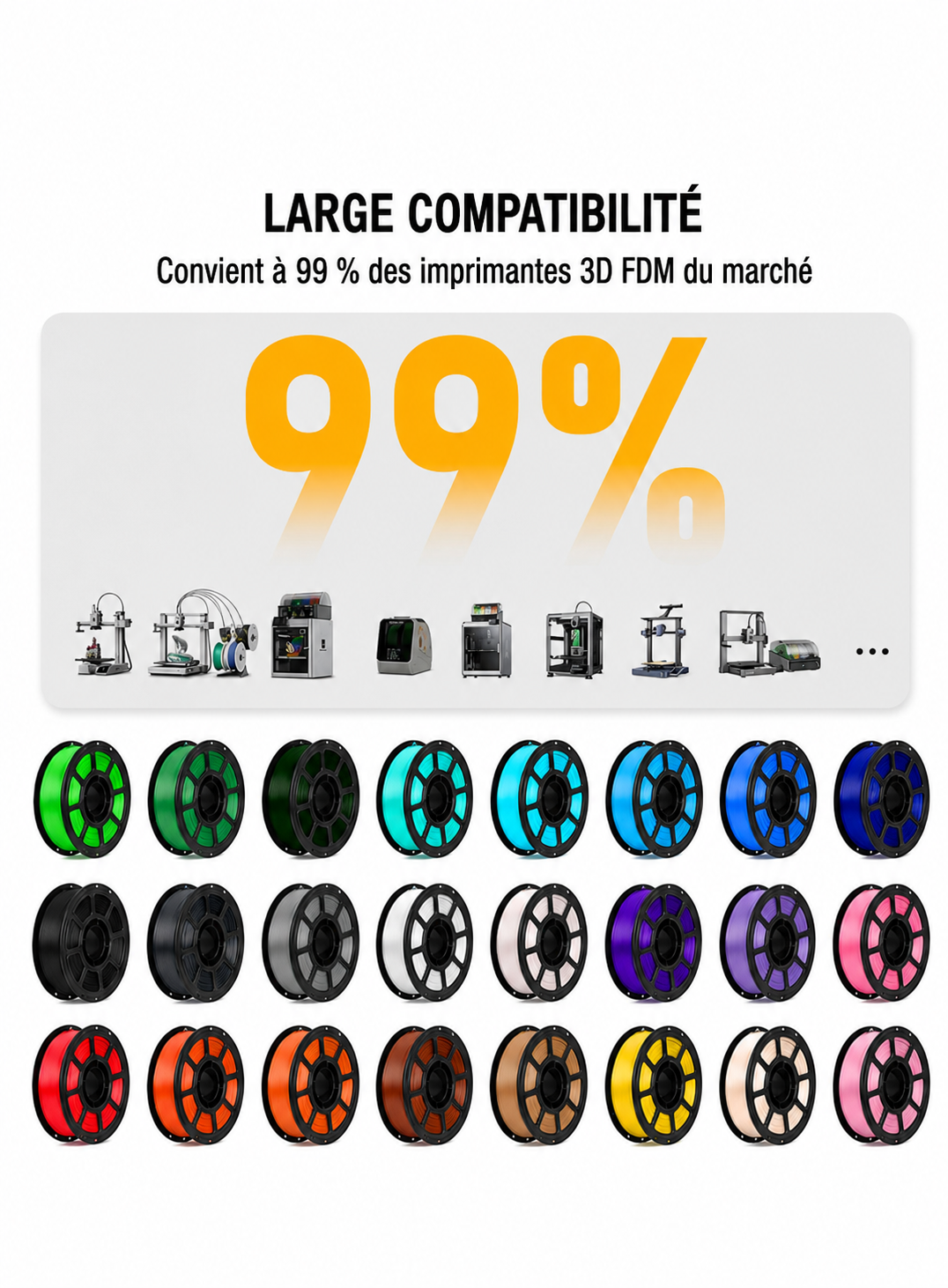 Mega Pack PLA 3D – 12 Couleurs Assorties | 1,75 mm | 15,6 kg